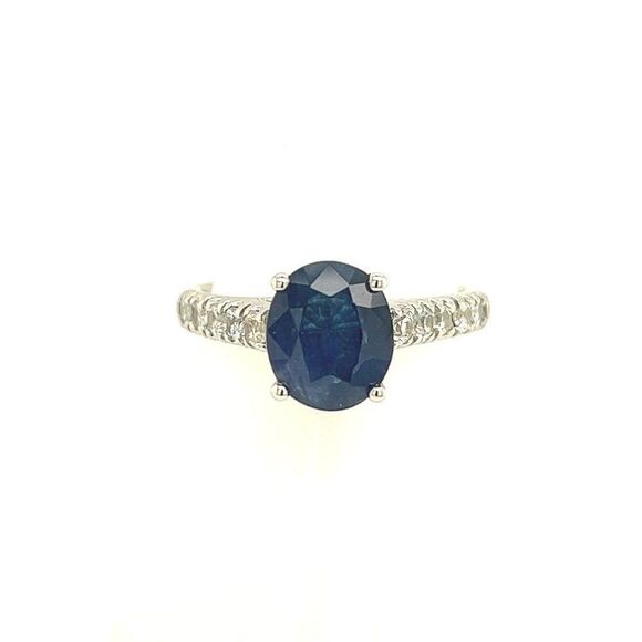 Natural Sapphire Diamond Ring Size 7 14k W Gold 3 TCW Certified $2,990 216680 - Picture 1 of 11
